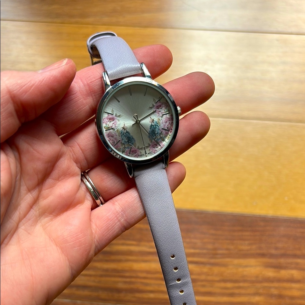 Lavender Women's Watch with Silver and Floral Details, Singapore MOVT